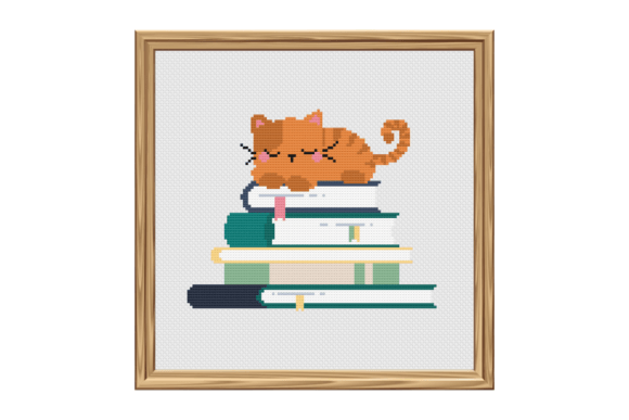 Cat on Books Cross Stitch Review