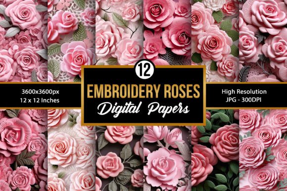 Review: Pink Embroidery Roses Seamless Patterns for Etsy