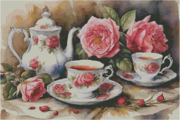 Reviewing Counted Cross Stitch Patterns Tea Party for Boutique Sweatshirts