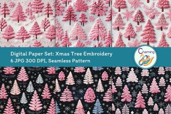 Reviewing Digital Papers Set Snowflake Embroidery