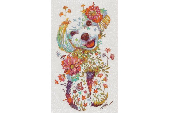 Reviewing Flowers Dog Cross Stitch for Holiday Sales